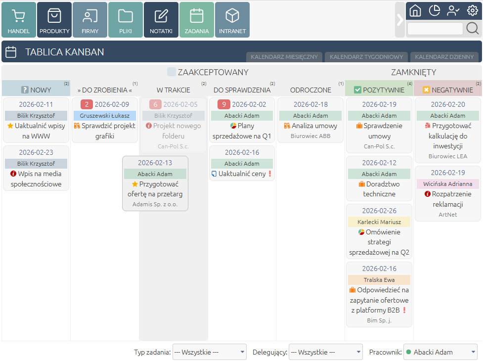 Zarządzanie z wykorzystaniem tablicy KANBAN
