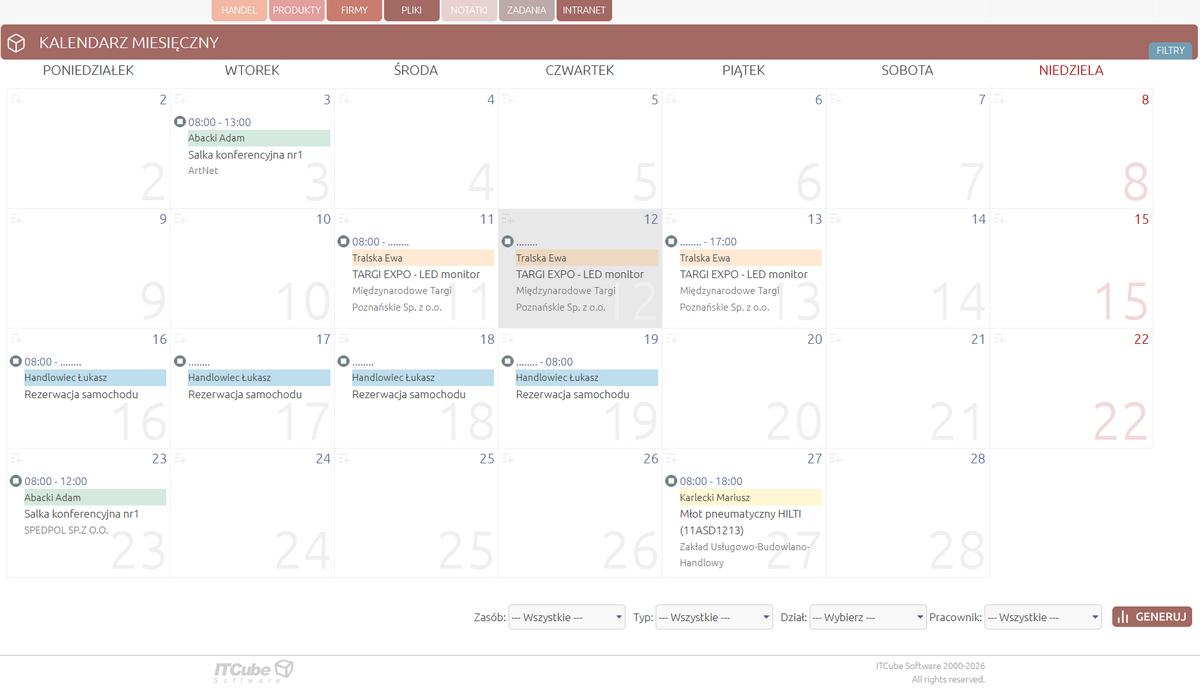 Intranet system CRM on-line