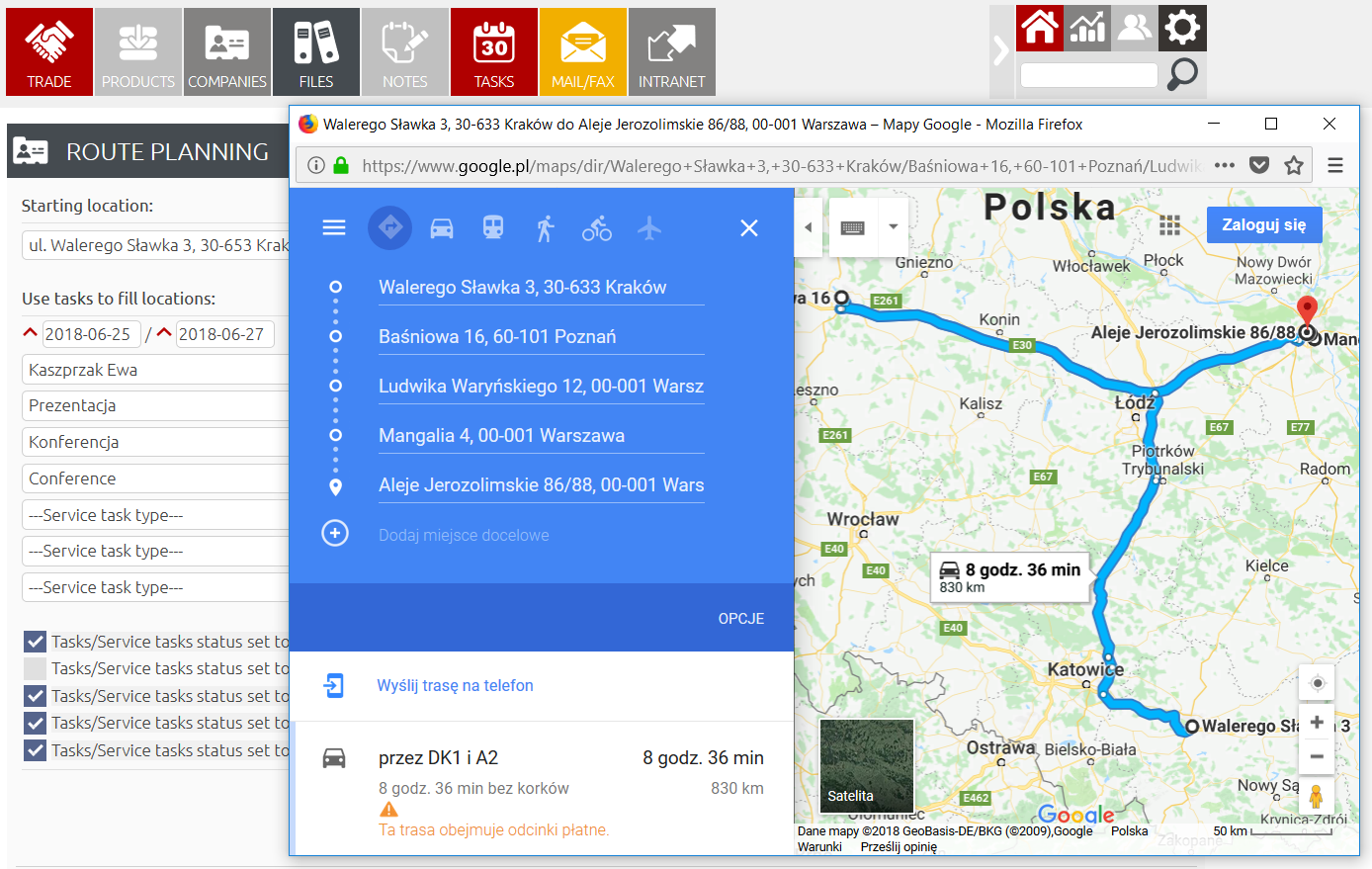 CRM Google Maps integration